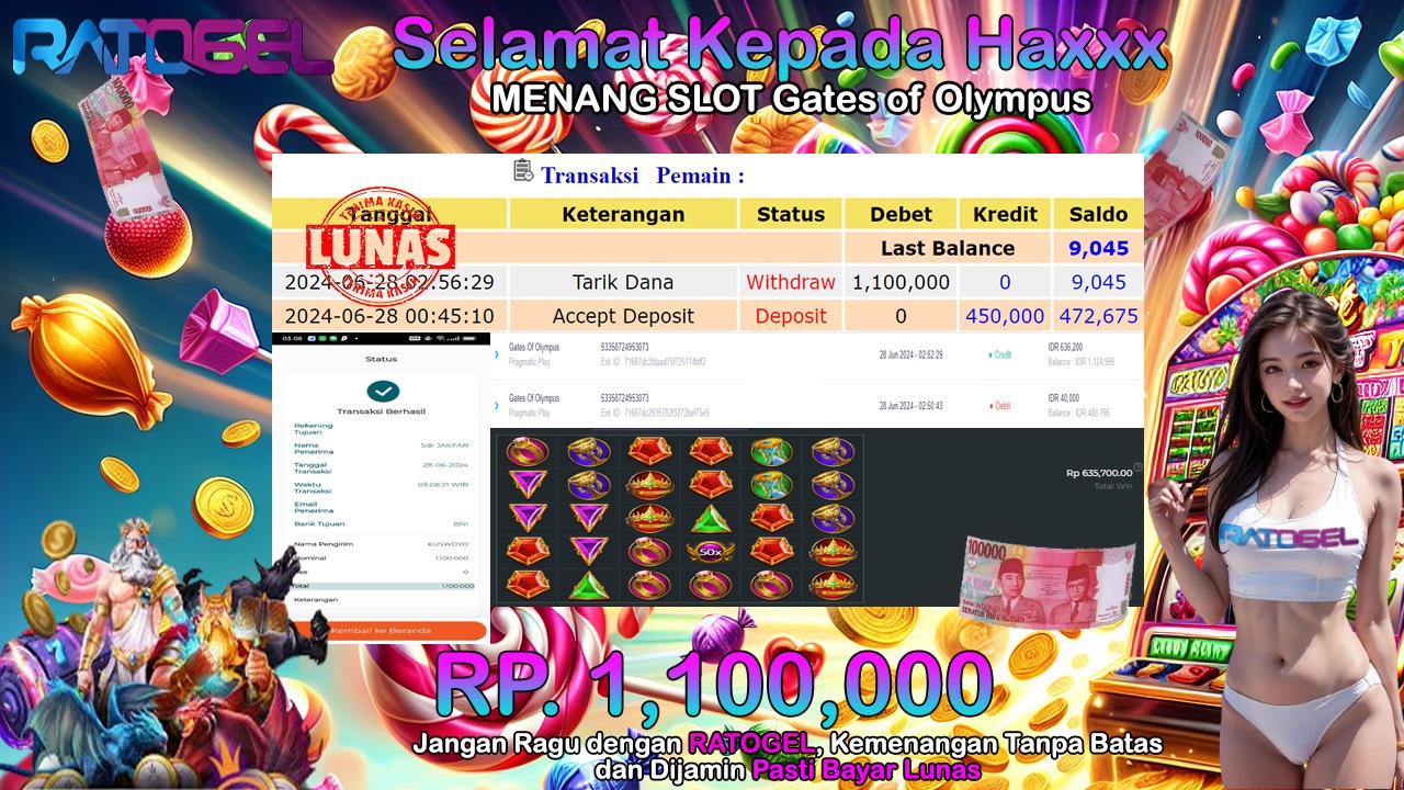 BUKTI JACKPOT SLOT GATES OF OLYMPUS TERPERCAYA DI INDONESIA TGL 28-06-2024