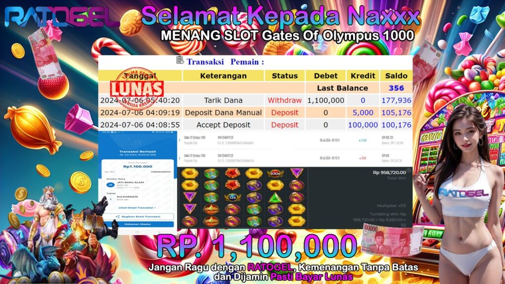 BUKTI JACKPOT SLOT GATES OF OLYMPUS 1000 TERPERCAYA DI INDONESIA TGL 06-07-2024