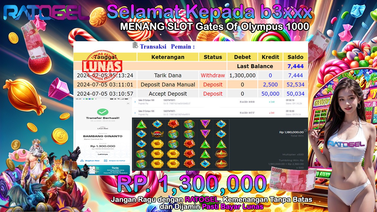 BUKTI JACKPOT SLOT GATES OF OLYMPUS 1000 TERPERCAYA DI INDONESIA TGL 05-07-2024