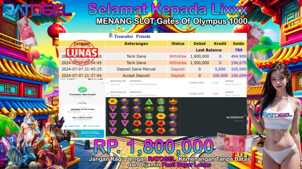 BUKTI JACKPOT SLOT GATES OF OLYMPUS 1000 TERPERCAYA DI INDONESIA TGL 08-07-2024