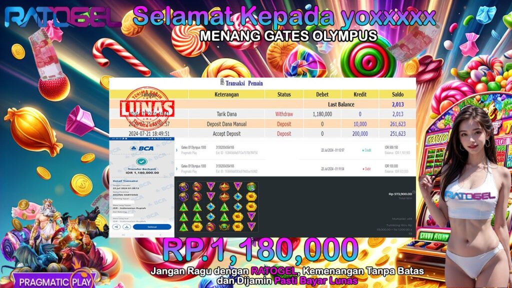 BUKTI JACKPOT SLOT GATES OLYMPUS TERPERCAYA DI INDONESIA TGL 22-07-2024