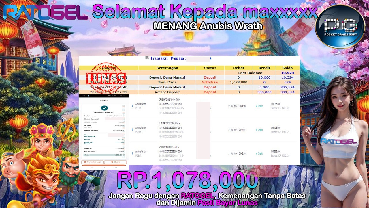 BUKTI JACKPOT SLOT ANUBIS WRATH TERPERCAYA DI INDONESIA TGL 21-07-2024